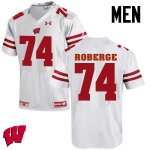 Men's Wisconsin Badgers NCAA #74 Gunnar Roberge White Authentic Under Armour Stitched College Football Jersey CZ31G23EQ